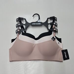 Steve Madden Black and Pink Wireless Bra with Adjustable Straps